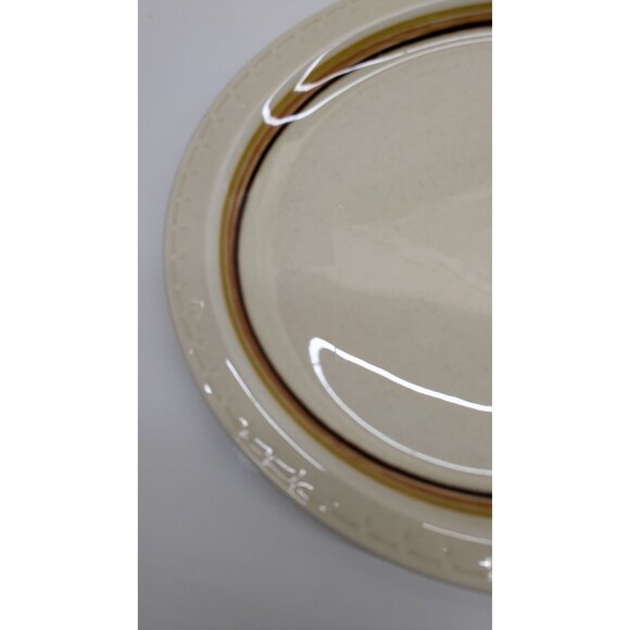 Syracuse China Oval Dinner Plate Speckled Cream Orange Brown Trim Vintage USA - Picture 3 of 10